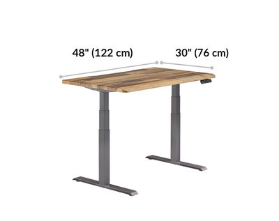 Electric Standing Desk with ComfortEdge 48x30 Reclaimed Wood is 48 inches wide and 30 inches deep